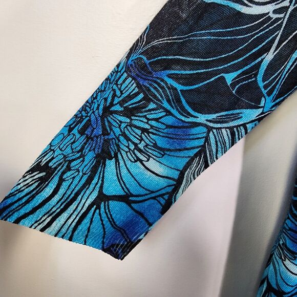 Chico's Cardigan Sweater Size 1 Medium Exploded Garden Convertible 3/4 Sleeve - Picture 7 of 11